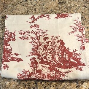 Red and Cream Toile Fabric Table Runner - 72 inch